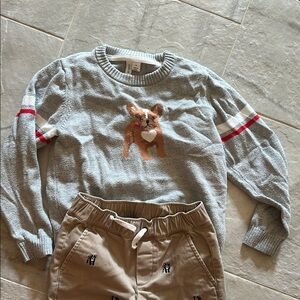 Janie and Jack Dog Print Kids Sweater and Pants Set